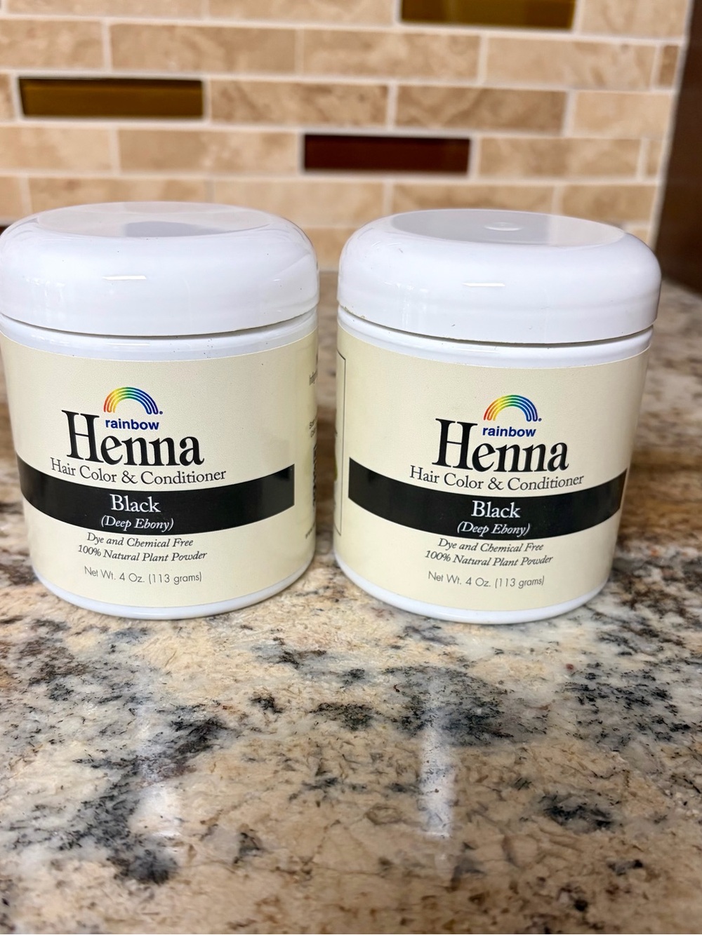 Two 4-ounce Rainbow Henna Hair Color & Conditioner in Deep Ebony Black